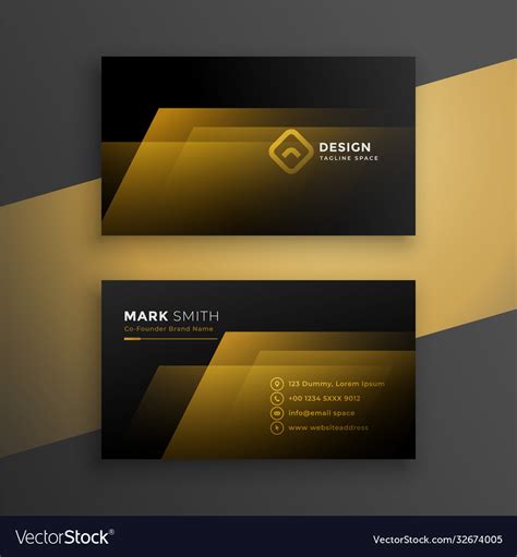 Black And Golden Business Card Template Design Vector Image