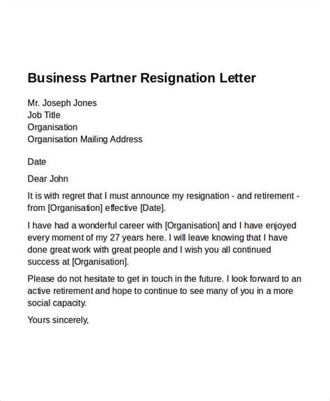 10 Business Resignation Letters Free Sample Example Format Download