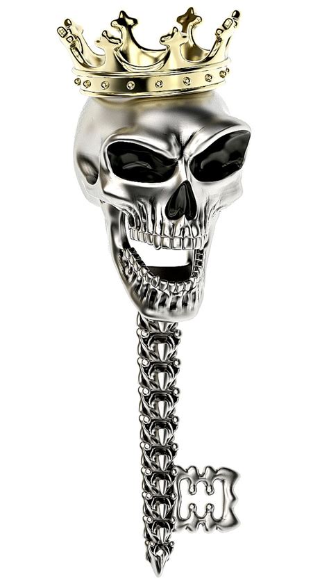 Jewelry Skull Pendant Skeleton Key Necklace Gothic Biker Jewelry 3d
