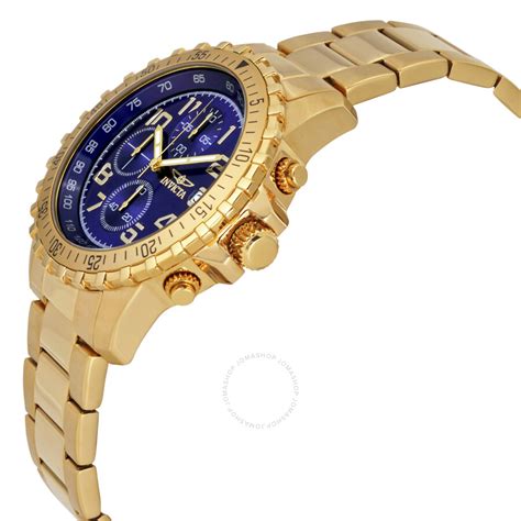 Invicta Specialty Classic Chronograph Blue Dial Gold Tone Men S Watch