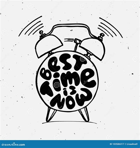 Ringing Alarm Clock With Light Texture And Lettering About Best Time Is