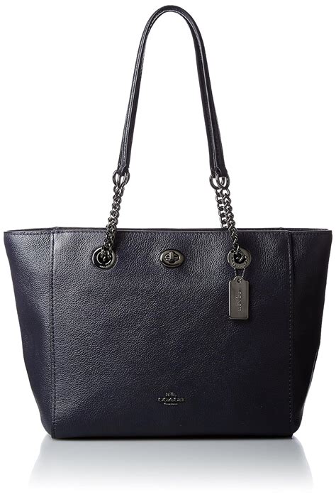 Coach Turnlock Chain Tote 27 In Polished Pebble Leather Amazonca