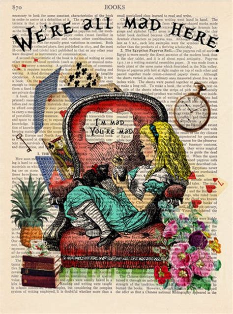 Alice In Wonderland Vintage Illustration Print Decorative Art Book Page Upcycled Page Print Wall