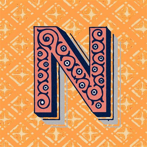Retro Pink Letter N Vector Free Stock Vector 543498