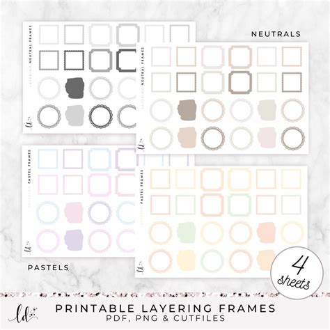 Printable Stickers Layering Frames Functional Stickers Etsy