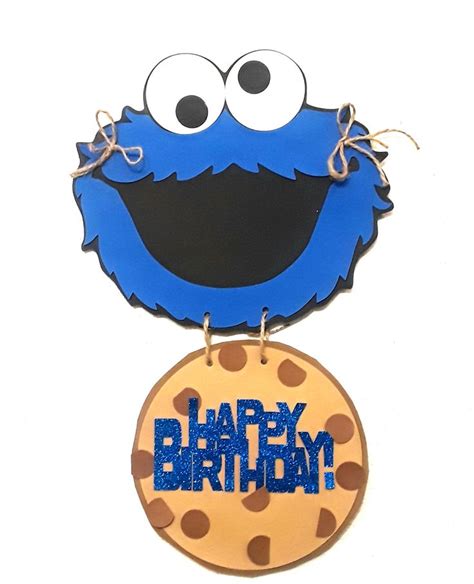 Cookie Monster Theme Happy Birthday Sign Cookie Monster Party Photo