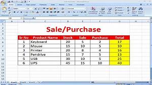 How To Manage Sale And Purchase Stock In Excel Sale Purchase Record