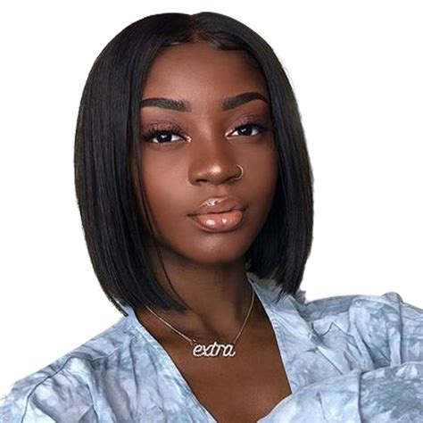 Short Lace Front Human Hair Wigs Full And Thick Bob Wig For Black Women Natural Color Brazilian