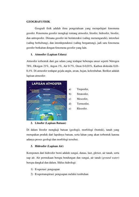 Cakupan Geografi Fisik - GEOGRAFI FISIK Geografi fisik adalah ilmu