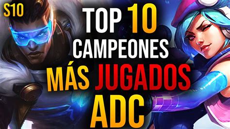 TOP 10 Campeones MÁS USADOS de ADC en LEAGUE OF LEGENDS GUÍA LOL S10