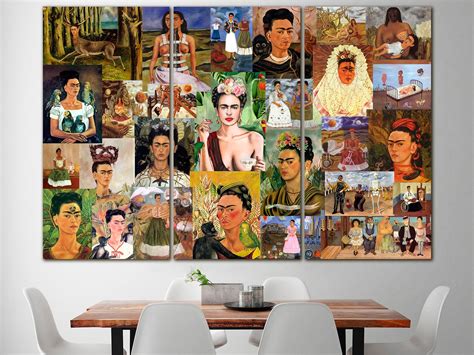 Collage Frida Kahlo toile Kahlo portrait décor Surrealism art Etsy