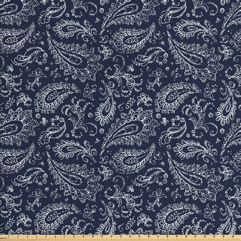 Paisley Fabric By The Yard Vintage Ornament Bohemian Motifs With Grunge Look Hand Drawn Style