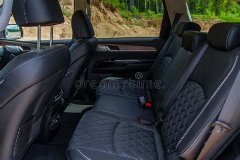 Modern Suv Car Inside Leather Black Back Passenger Seats In Modern