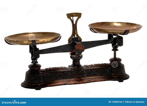 Antique Weigh And Old Measure Brass Scale Isolated Stock Photo Image