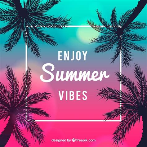 Free Vector Palm Trees Backgroud With Summer Quote