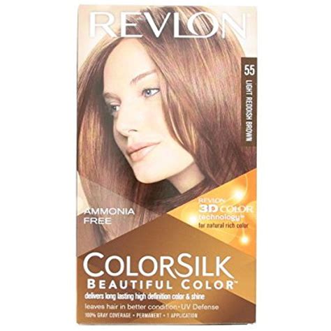 Buy revlon colorsilk beautiful color hair color kit 55. Revlon Colorsilk Beautiful Color, Light Reddish Brown 55 ...