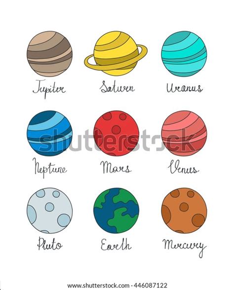 「doodle Icons Solar System Planets Vector」のベクター画像素材（ロイヤリティフリー） 446087122