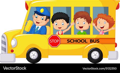 Happy Children On School Bus Royalty Free Vector Image