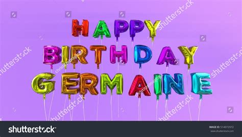 Ilustrasi Stok Happy Birthday Germaine Card Balloon Text 514072972