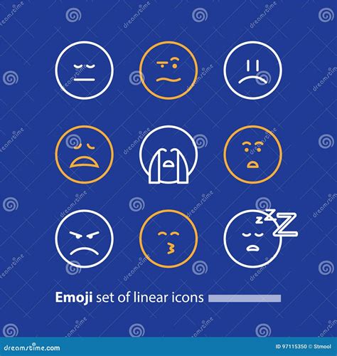 Expresión De La Línea Iconos De Emoji Del Símbolo De La Sonrisa De