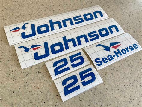Johnson 25 Hp Vintage Outboard Motor Decal Kit 5 Piece Blue Etsy