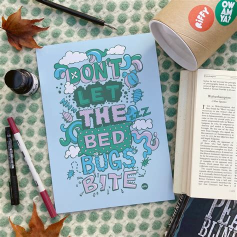 Dont Let The Bed Bugs Bite Print Black Country Prints Etsy