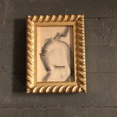 Original Vintage Charcoal Figure Study Drawing Vintage Tabletop Frame