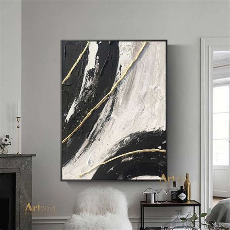 Extra Large Canvas Wall Art Black And White Abstract Oil Painting