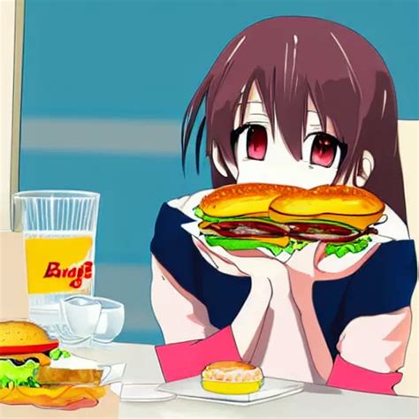 Anime Girl Eating A Burger Stable Diffusion Openart