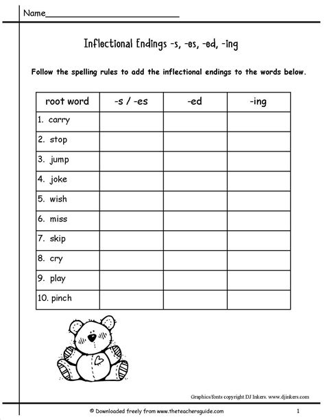 Inflectional Endings Worksheet 3rd Grade