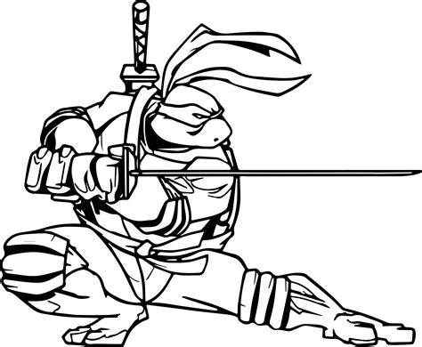 Ready Turtle For War Ninja Coloring Page
