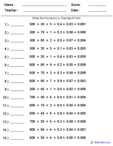 These fraction decimal percent worksheets teach 4th and 5th grade students how to convert between different forms for the same fraction quantity, including both reducing fractions to lower forms as well. Place Value Worksheets | Place Value Worksheets for ...