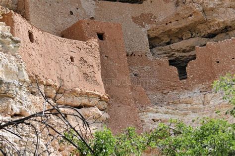 Detail Of A Stone Cliffside Native American Pueblo Home Stock Image