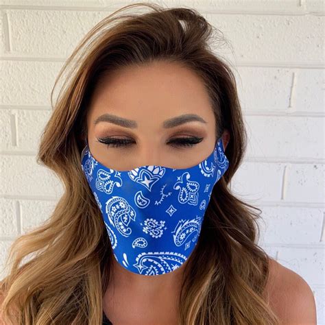 Blue Bandana Pattern Face Mask Face Mask Printing