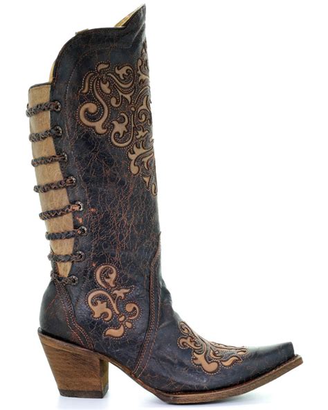 Corral Womens Inlay And Straps Cowgirl Boots Snip Toe Boot Barn