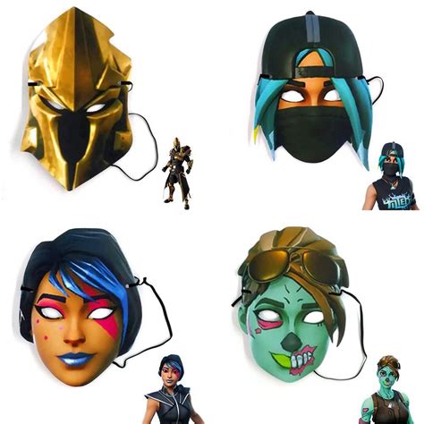 Fortnite Mask Paper 4 Pieces Mask Cosplay Halloween Party Knight