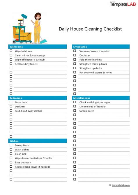 Editable 40 Printable House Cleaning Checklist Templates ᐅ Templatelab Deep Cleaning Checklist