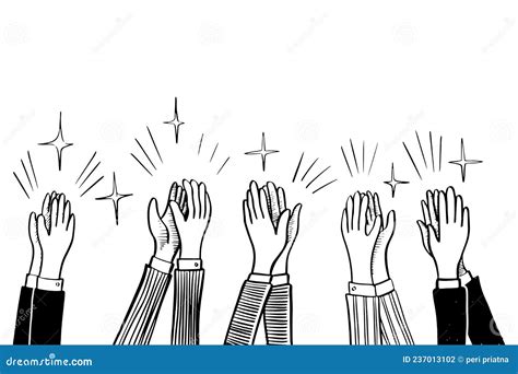 Hand Drawn Sketch Style Of Applause Thumbs Up Gesture Human Hands