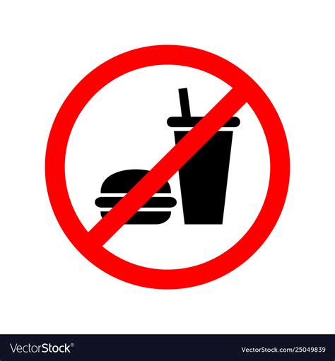Somewhat frustrated, i remove the silent child from my shoulders and put him aside. No food or drinks allowed sign Royalty Free Vector Image