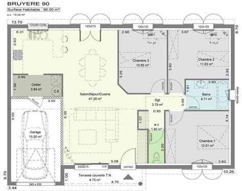 Plan 3 Ch 5 P 90m² Plan Maison 90m2 Plan Maison Plan Petite Maison