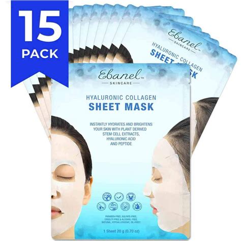 ebanel korean collagen facial face mask sheet 15 pack instant brightening and hydrating deep