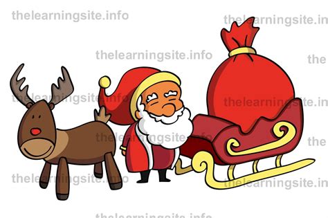 Flashcard Santa Claus With His Sleigh The Learning Site