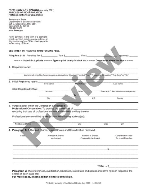 Articles Of Incorporation Illinois Template