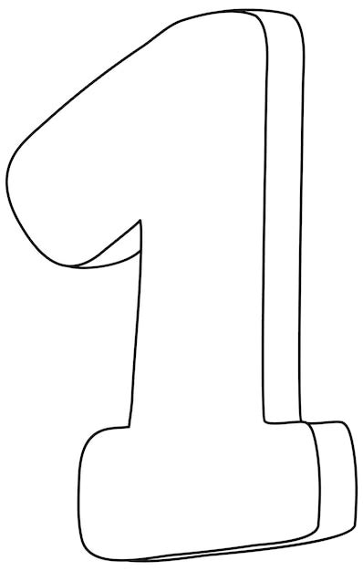 Premium Vector Number One Doodle Outline For Colouring