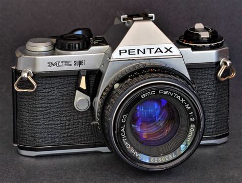 Pentax Me Super 35mm Film Slr Camera With Smc Pentax 50mm F20 Lens