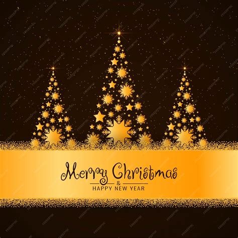 Premium Vector Elegant Merry Christmas Greeting Golden Tree Background