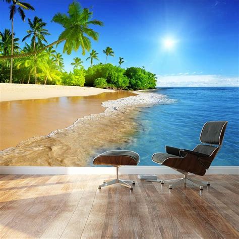 Palm Trees On Tropical Beach Vacation Wall Mural