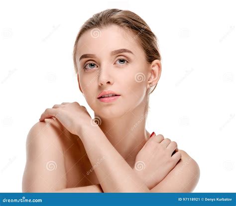 Beauty Woman Touching Shoulders Stock Image Image Of Healthcare Female