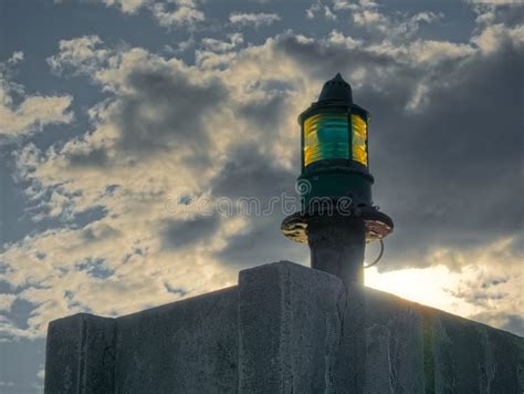 Lighthouse Green Beacon Against Blue Sky Stock Photo Image Of Range