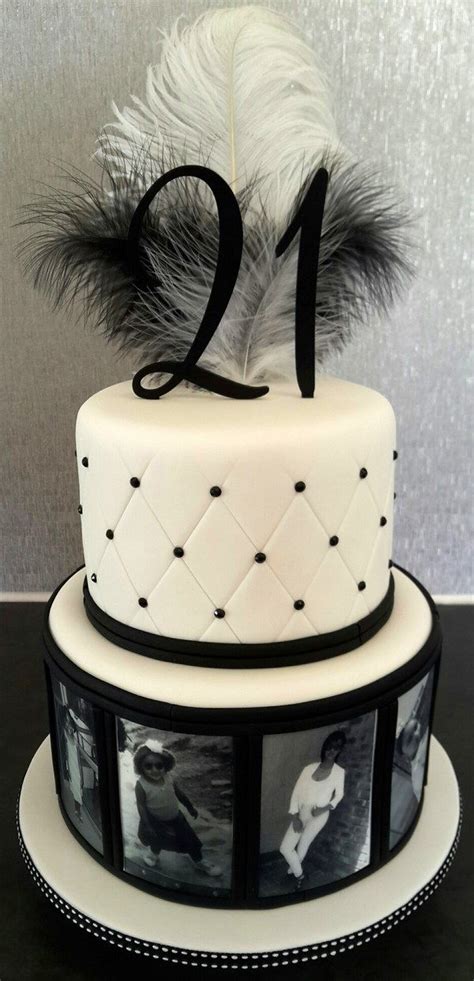 Unique Cake Design Ideas Black And White Photos Theme 21st Birthday Cake For Girls 21st